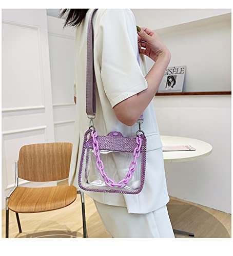Image of Clear Evening Purses Mini Clutch Bags Women's Crossbody Rhinestone Handbags Shiny Shoulder Bag