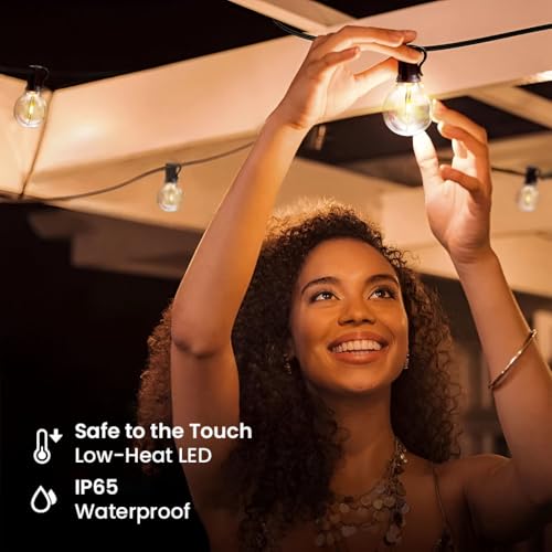 Image of G40 Outdoor String Lights 25ft Decorative LED Bulbs IP65 Waterproof Shatterproof Indoor /Outdoor Lighting 0.6W Energy Saving Hanging Light for Backyard Terrace Garden Balcony (25+2 Bulbs)