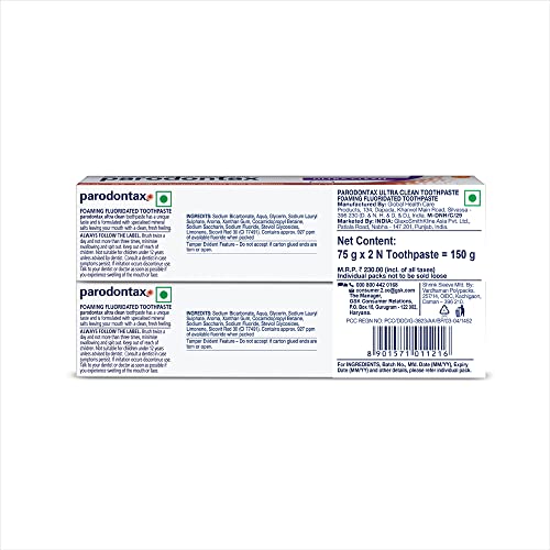 Parodontax Ultra Clean Toothpaste, 75g*2 & Parodontax Daily Fluoride Toothpaste For Daily Protection Against Gum Problems, 75 g
