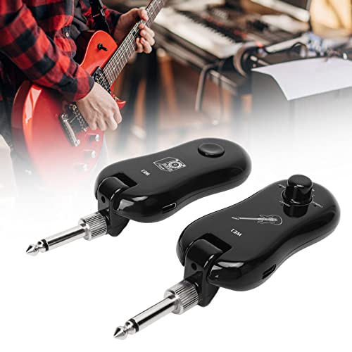 Tyenaza Black Guitar Wireless Transmitter Receiver Kit, Kit de Transmisor para Guitarra con Reverb Tipo C Inalámbrico Set Mono 6.35 para Reparación Diaria de Guitarra miniatura 3
