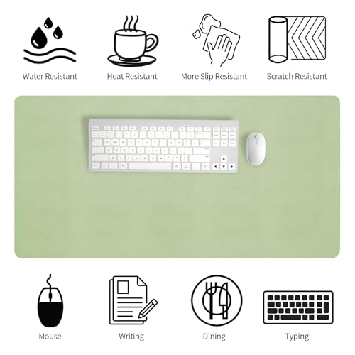 Image of Bloss 47.2 inch x 24 inch Large Desk Mat, Leather Desk Mat, Large Mouse Pad + Keyboard Pad, Non-Slip Desk Mat Protector for Office, Home - Green