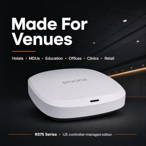 Image of Ruckus R575 Wi-Fi 7 Indoor Access Point - Tri-Band 9.3 Gbps, 2x2:2 BeamFlex+ Adaptive Antennas, 512 Devices, 2x 2.5GbE - Managed via Ruckus One, SmartZone, or Unleashed (901-R575-US00)