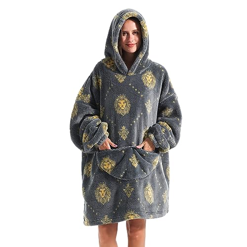 Oversized Blanket Hoodie, Adult Women Sherpa Fleece Wearable Blanket Warm and Cozy Giant Hooded Blanket Fluffy Sweatshirt for Women and Men