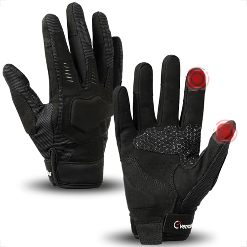 evermotor Motorradhandschuhe, Motorrad Handschuhe Herr Damen, Sommer Handschuhe Touchscreen für Motorrad, Motocross, Roller, Moped, Quad, ATV, Mountainbike (Schwarz, XL)