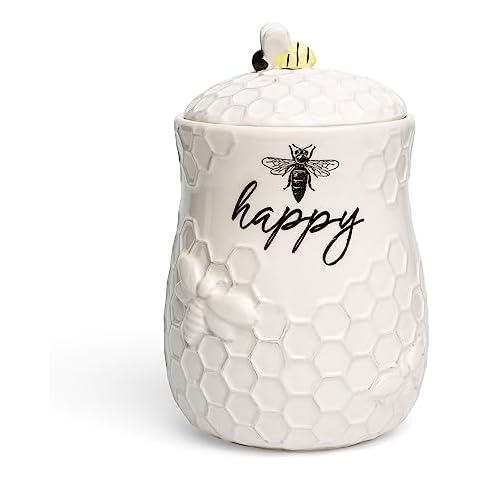 Young's Inc. Ceramic Bee Cookie Jar - 5" W x 5" D x 7" H - Cookie Jars for Kitchen Counter - Tea Canister Cover