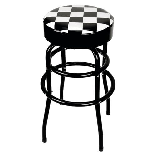 Image of Performance Tool W85023 28-1 /2-Inch Checkerboard 360 Degree Swivel Stool, Heavy Duty Steel Frame Is Perfect for Home, Bar and Shop