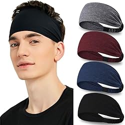 4-Pack 100% Cotton Elastic Headband for Men and Women