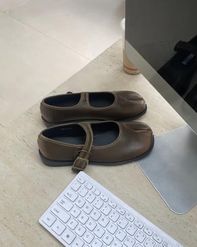 Women's Vintage Tabi Ballet Flats Split-Toe Retro Mary Jane Leather Shoes Buckle Soft Casual Dressy Office Work Party2