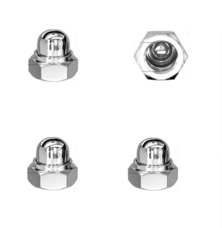 10pcs M8 High Head Step Hex Cap Nuts,304 Stainless Steel Acorn Dome Cap Head Hex Nuts,Metric Hardware Hex Cap Nuts