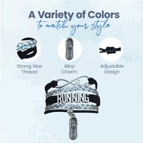 Infinity Collection Running Gifts- Runner Bracelet, Running Jewelry, Adjustable Running Charm Bracelet- Perfect Cross Country, Track, Marathon Gifts …4