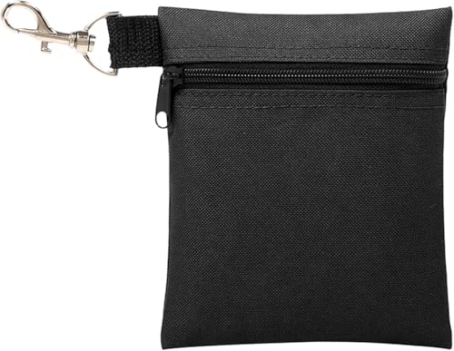 1PC Golf Tee Pouch - Golf Ball Bag - Golf Valuables Pouch with 360° Rotatable Hook - Zipper Storage Bag for Tees and Golf Accessories (Black)