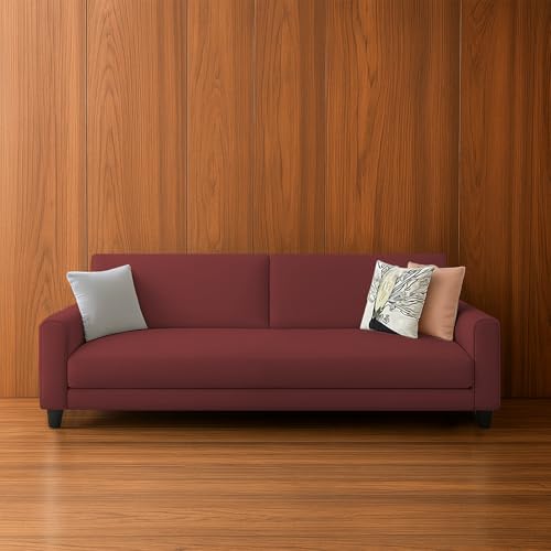 Image of Kathleen 3 Seater Sofa Set for Living Room - Foldable Convertible Couch Furniture for Home, Office or Guest Use, Modern Designer Stylish Comfortable (Maroon)