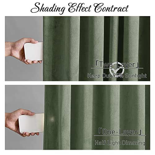 Stangh Sage Green Curtains 96 Inches Long For Living Room, Two-Layer Blackout Velvet Window Drapes Thick Thermal Insulated Panels For Nursery Kids Bedroom, W48 X L96, 1 Panel #TOP2