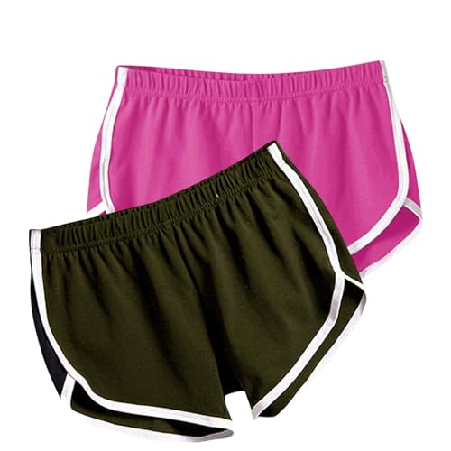 Women's Workout Shorts | Soft Stretch Poly Dolphin Booty Shorts With Side Stripes | For Running, Yoga, Lounge
