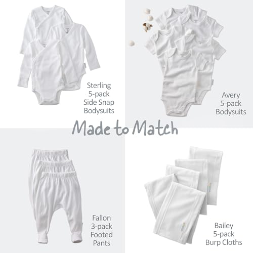 Bailey 5-Pack Burp Cloths 100% Organic Cotton Knit Absorbent Drool Cloths for Newborn and Baby Girls, Boys, Unisex​, White, One Size4