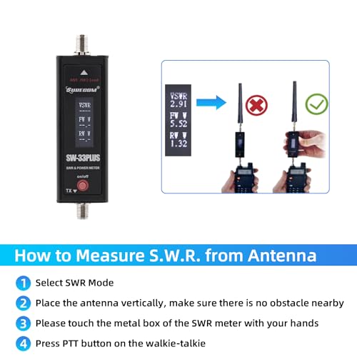 Image of Mcbazel Surecom SW-33 Plus 100W 125-525 MHz Mini Digital VHF UHF Two-Way Radio Handheld Power & SWR Meter Black