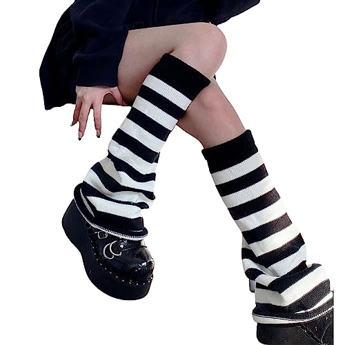 Image of DOOVID Leg Warmers for Women Kawaii Knit Long Socks Girls Harajuku Lolita Leg Warmers Goth Ankle Heap Socks