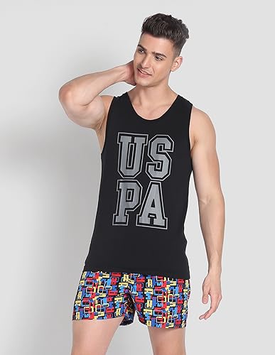 Image of U.S. Polo ASSN. Men's IYBD Brand Print Cotton Vest - Pack of 1
