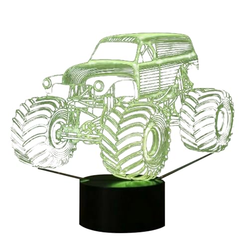 Lámpara de escritorio 3D monster tractor multicolor miniatura 6