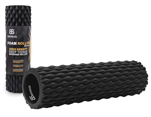 BERNESSI 45x14cm Foam Roller for Exercises & Massage High Density Fitness GYM Styrofoam Rolling Foam Roller for Back Legs Body Deep Tissue Muscle Recovery Relieves Pain Physical Therapy Streching