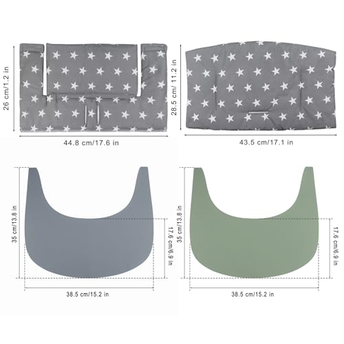 Image of for Tripp Trapp High Chair Cushion, Comfortable for Tripp Trapp High Chair Cushion, with Two High Chair Placemat, for Tripp Trapp Cushion Set Makes It More Comfortable for Baby (Gray Stars)