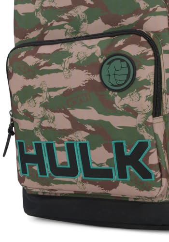 Mochila Escolar de Costas Camuflada Hulk Luxcel Cor:Verde