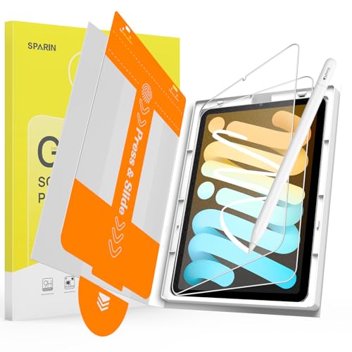 SPARIN 2 Pack Paper Glass Screen Protector for iPad Mini 7 (A17 Pro) & iPad Mini 6 8.3 inch (7th/6th Gen, 2024/2021), Matte Film for Drawing/Writing with Auto Application Tray