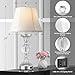 QiMH Glass Table Lamps for Living Room, Modern Table Lamp for Bedroom, Bedside Lamps Set of 2 with USB A+C Ports, 3-Way Dimmable Touch Lamp with Bulbs, Nightstand Lamp for Home Office Reading, Silver