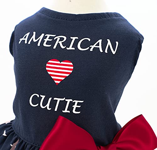 Fitwarm 100% Cotton 4Th Of July American Cutie Dog Clothes Memorial Day Dog Outfits Patriotic Dog Dresses Doggie Dress Pet Cat Apparel Blue Small #TOP2