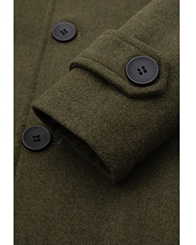 Image of Lisskolo Men's Wool Blend Double Breasted Pea Coat Classic Notched Collar Warm Woolen Coats Winter Outwear Jackets