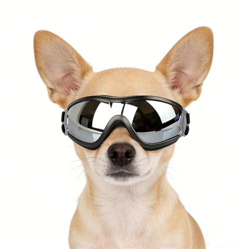 Namsan Small Dog Goggles UV Protection Goggles for Dogs Small Breed Puppy Sunglasses with Adjustable Straps Windproof Dog Eye Protection for Outdoor Activities Black