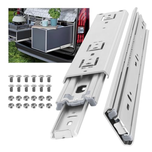 AOLISHENG Glissiere Pour Tiroir Charge Lourde 800 mm Pour Camping Car & Van Latéral Coulisse de Tiroir Sortie Totale Rail Coulissant Glissière a Bille Charge...
