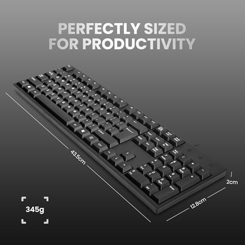 Image of G-103 Wired USB Office Keyboard with 104 Keys, Ergonomic Angled Design, Full-Size Keys for Comfortable Typing, Durable & Spill-Resistant for Daily Office & Home Use