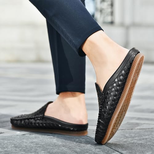 Men's Baotou Leather Printing Moccasins Mules Simple Comfortable Slip On Round Closed Toe Flat Slingback Walking Loafers for Work, Vacation, Beach, Shopping4