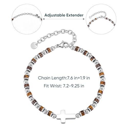 Pulsera para hombre con cruz y piedras naturales miniatura 2