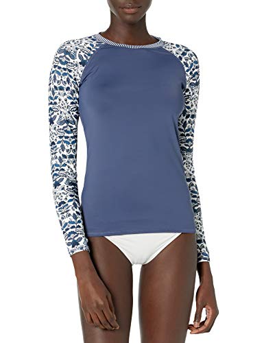 EIDON Women's Parker Long Sleeve Rashguard, Blue Lagoon, Small