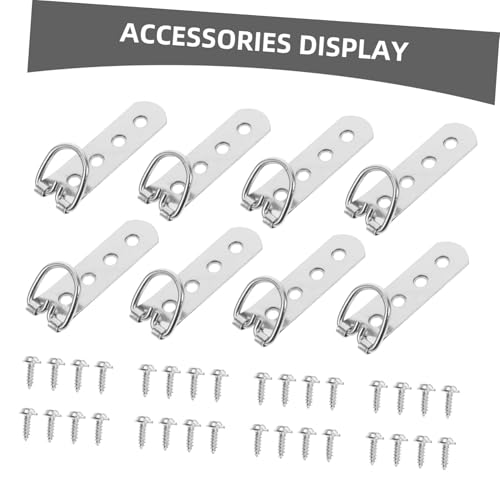 Image of 8pcs Modern Design D-Ring Picture Hangers Easy to Install Metal Frame Hooks for Wood Plastic Metal Frames