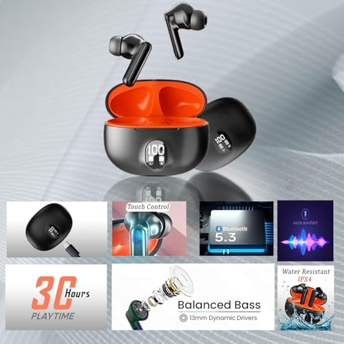 Image of Dream Choice Earbuds in Ear TWS Earbuds with Upto 35H Playtime, Quad Mics ENx Tech, 13MM Drivers,Super Low Latency(50ms), ASAP Charge, BT v5.4 (Black)