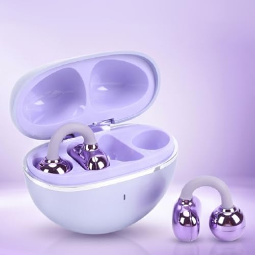 Cuifati Auriculares con Clip, Auriculares Inalámbricos Bluetooth 6.0 de Oreja Abierta con IPX7 a Prueba de Agua y Tiempo de Reproducción de 40 Horas, para Deportes, Correr, Viajar, (Purple)