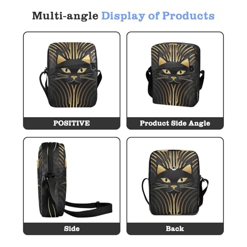 small messenger bag for women Small Crossbody Bag Women Ladies Shoulder Handbags Adjustable Strap for work work - Cat Egyptian Style Simple Strokes Black4