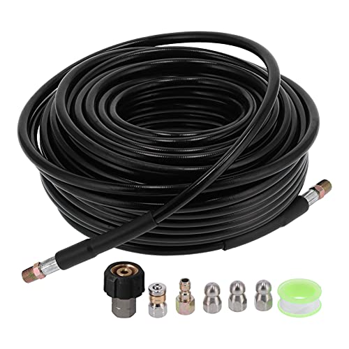logozoee Kit De Chorro De Alcantarillado para Lavadora A Presión, Tubo De PE 4000 PSI Herramienta De Mano Fuerte con Cubierta De PVC para Drenaje Interior O Exterior