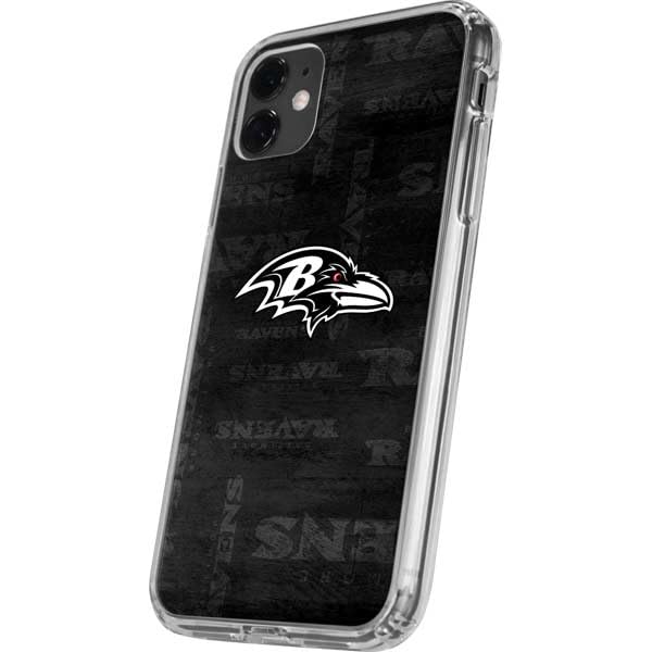 Skinit Clear Phone Case Compatible with iPhone 11 - Officially Licensed NFL Baltimore Ravens Black & White Design