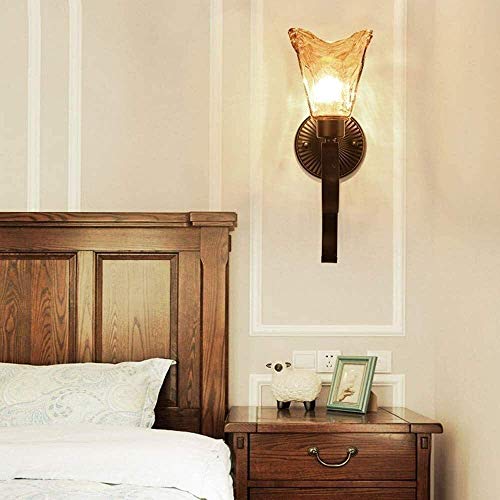 Iluminación de pared E27 con aplique de pared de bronce para el dormitorio y el hogar 4
