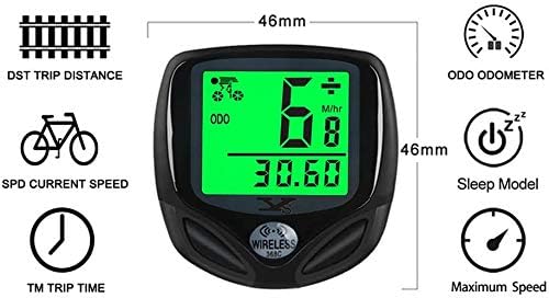 007KK Bike Speedometer Waterproof Wireless Bicycle Computer and Cycling Odometer with Automatic Wake-Up Multi-Function LCD Backlight Display