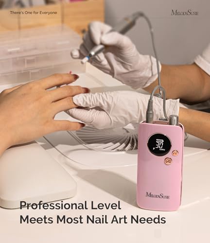 Image of MelodySusie Entry-Level Clip-On Rechargeable Nail Drill, SC320F 30000RPM E-File with Pastel & Colorful Design for Manicure Shaping & Gel Removal, Ideal for Training, Nail Art Practice & Home Use.