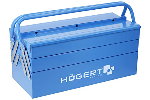 Högert Technik – Werkzeugkasten aus Metall für Werkzeug und Kleinteile - Werkzeugbox/Werkzeugkoffer - 45cmX20.5cmX20cm - Box mit vollständig...