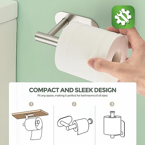 1 Pack Adhesive Toilet Roll Stand - Brushed Nickel SUS304 Stainless Steel, Rustproof Toilet Paper Holder No Drilling Tissue Holder for Kitchen Bathroom Wall Mount - Image 6