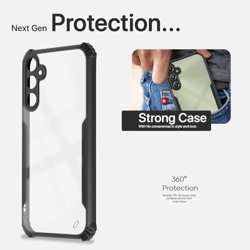 Image of Pikkme Samsung Galaxy A05s / M14 4G Back Cover | Crystal Clear Transparent Back | Ultra Hyrbid | Full Camera Protection | Raised Edge | Bumper Back Case (Black)