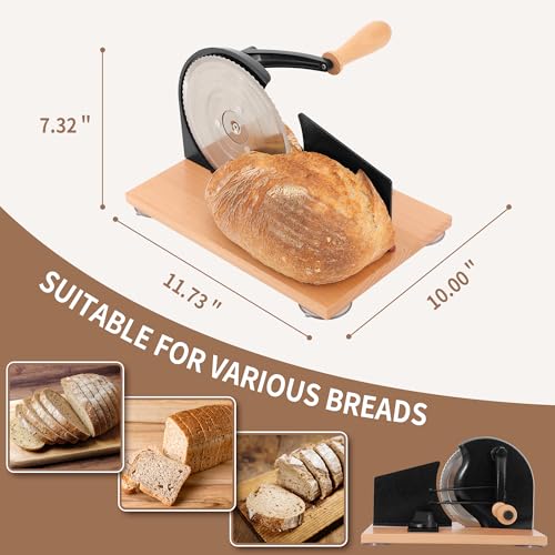 Image of CAWIU Manual Bread Slicer with Hand Crank- Adjustable Thickness Bread Cutter for Even Slices, Perfect for Homemade Sourdough, Sandwich, and More, Black