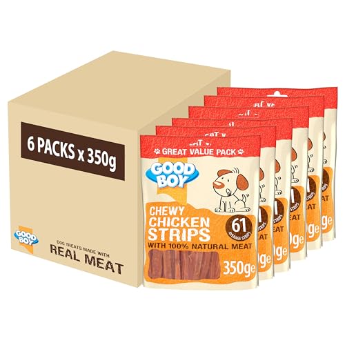 Good Boy Chicken Strips - Natural Dog Treats - Wheat and Cereal Free Recipe - Bulk Box - 6 x 350g